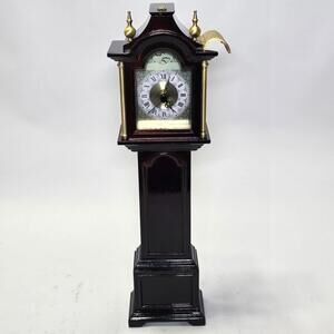 Vintage 1991 The Bombay Company Mini Grandfather Mantel Clock 13" Tested Works